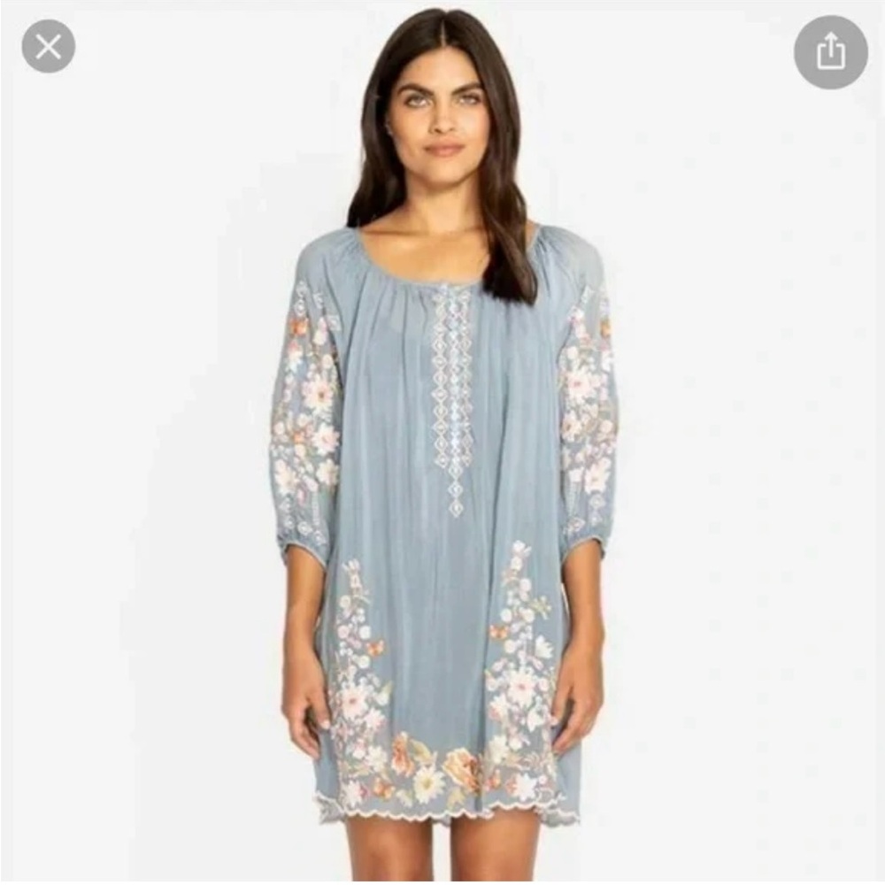 Johnny Was Astara Floral Embroidered Tunic Dress with Slip
